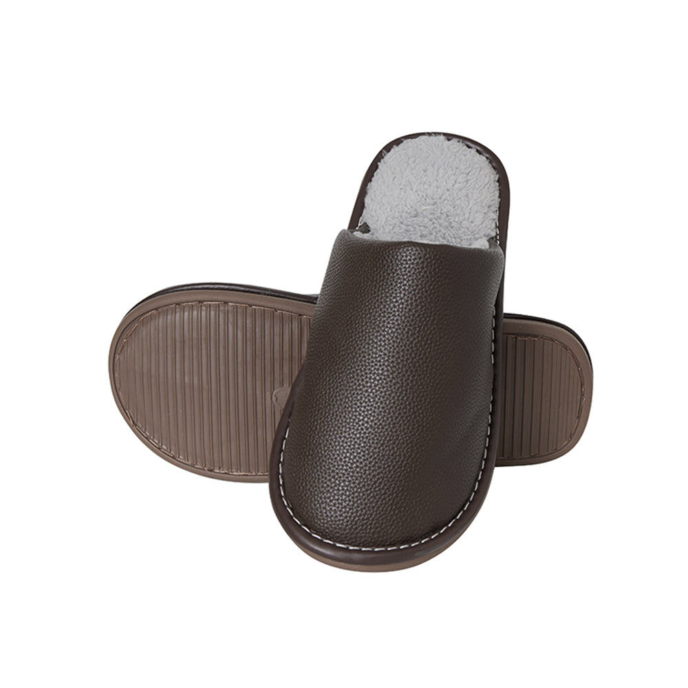 Tøfler i PU-skinn – Stilrene, slitesterke & behagelige (brun & grå)