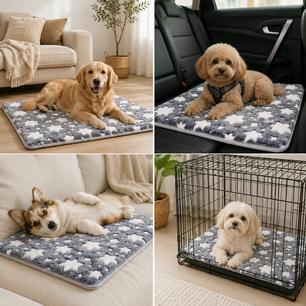 Mykt hundeteppe med print – koselig hvileplass for hund og katt