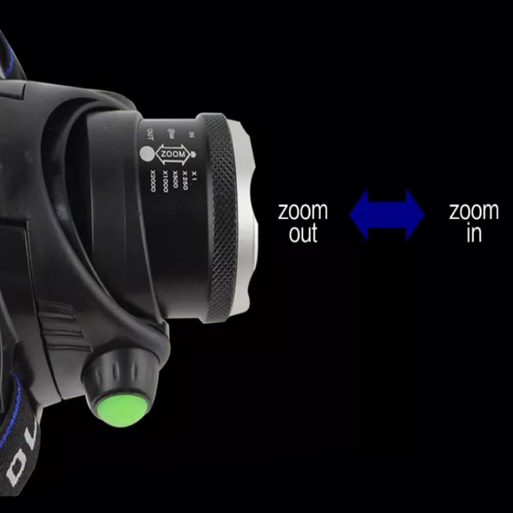 Hodelykt, 1800 lumen, m/justerbar fokus og zoom