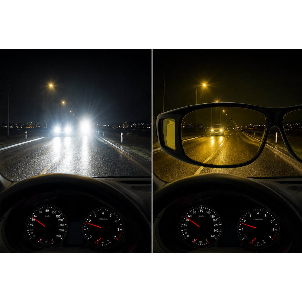 HD-Vision-briller – 2 stk dag + natt polariserte briller (perfekt som kjøring, sport, nattkjøring & UV-solbriller)
