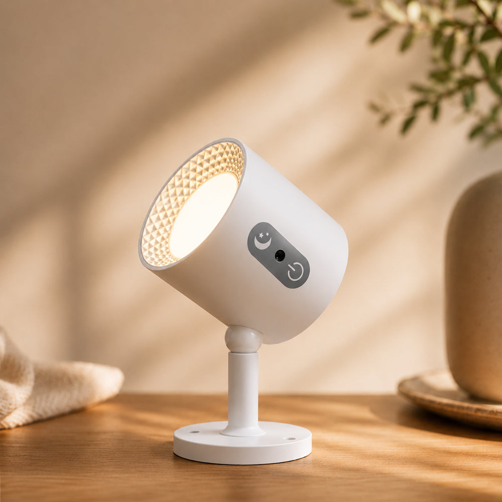 LED-nattlampe 360° roterbar, magnetisk, 3 fargetemperaturer – hvit eller svart
