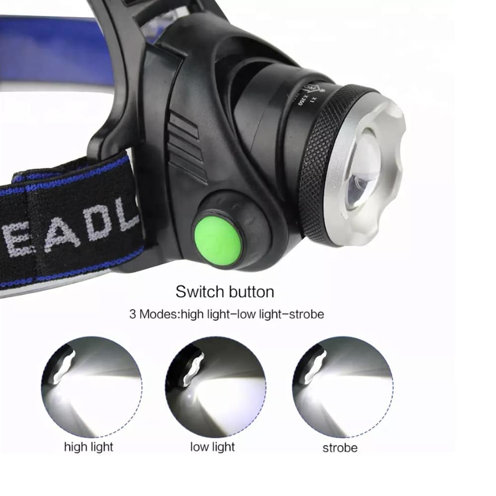 Hodelykt, 1800 lumen, m/justerbar fokus og zoom