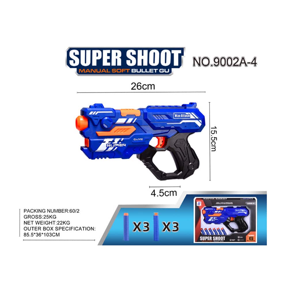 Soft Bullet "Super Shoot" – 4 forskjellige, superkule pistoler