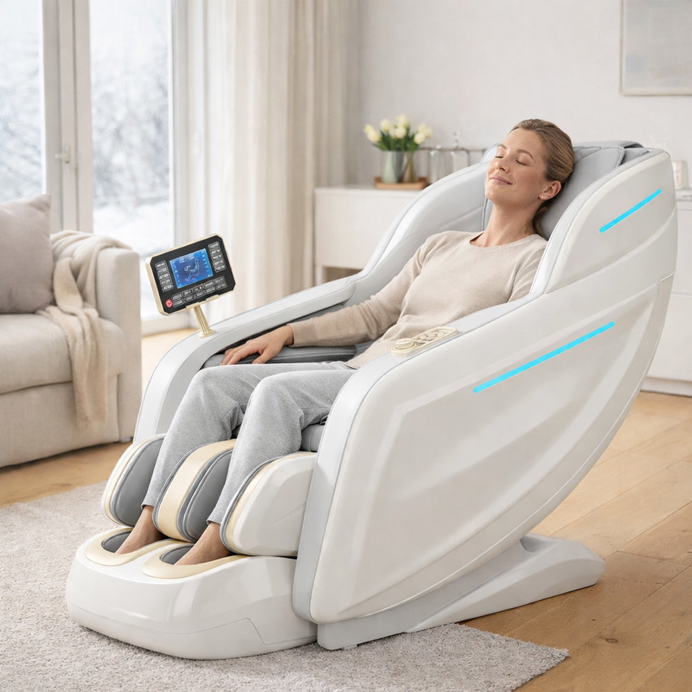 Massasjestol 3D med kroppsskanning, SL-skinne, 32 luftputer, varme i korsrygg/ben & Zero Gravity