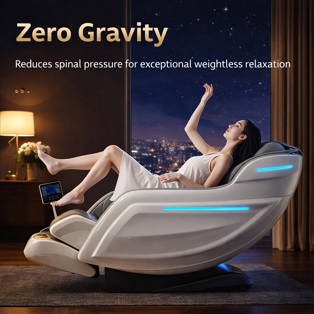 Massasjestol 3D med kroppsskanning, SL-skinne, 32 luftputer, varme i korsrygg/ben & Zero Gravity