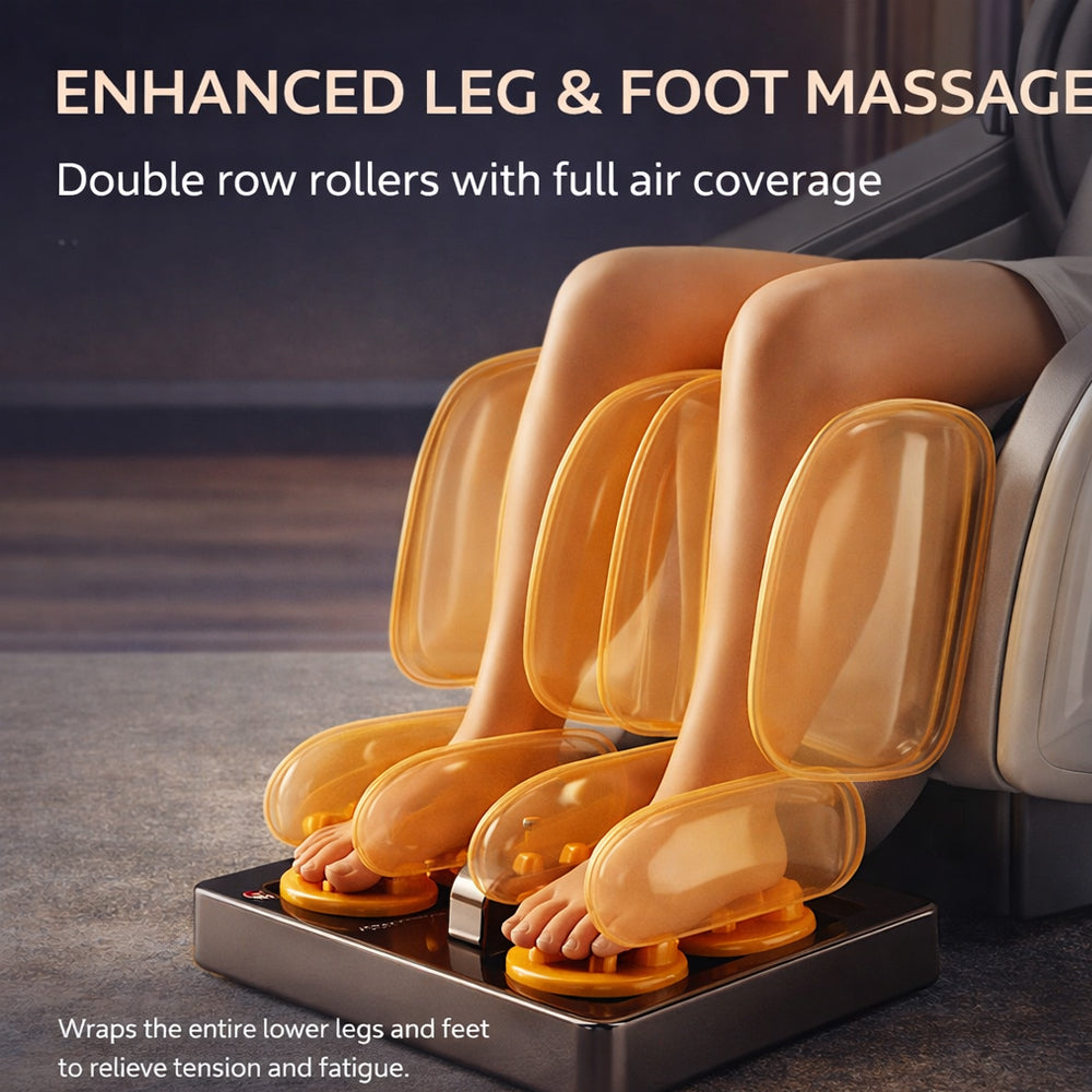 Massasjestol 3D med kroppsskanning, SL-skinne, 32 luftputer, varme i korsrygg/ben & Zero Gravity