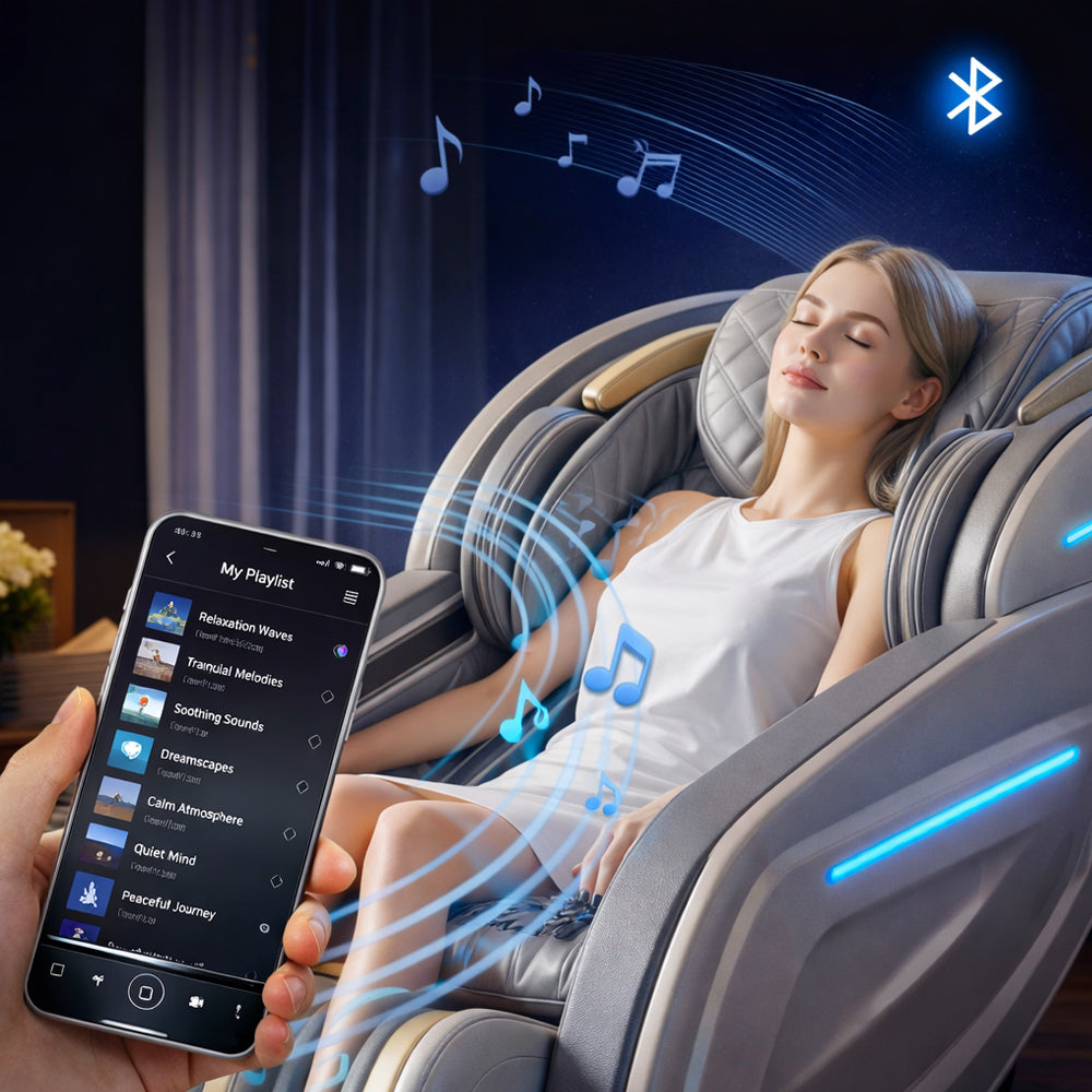 Massasjestol 3D med kroppsskanning, SL-skinne, 32 luftputer, varme i korsrygg/ben & Zero Gravity