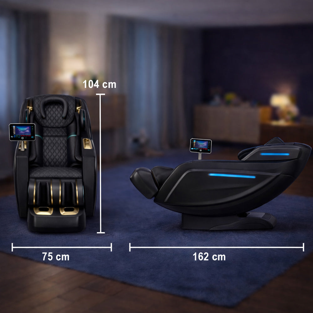 Massasjestol 4D med AI-kroppsskanning, SL-skinne, 32 luftputer, varme i ben/korsrygg og Zero Gravity - Modell 988Q6