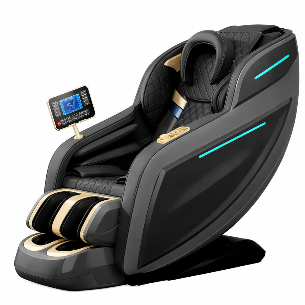 Massasjestol 4D med AI-kroppsskanning, SL-skinne, 32 luftputer, varme i ben/korsrygg og Zero Gravity