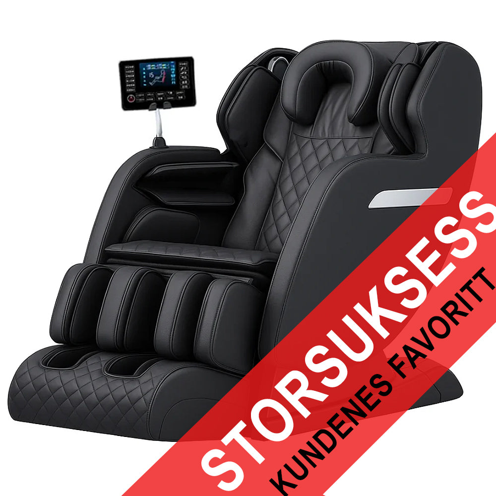 Massasjestol 4D med SL-teknologi, lufttrykksmassasje, varmeterapi og stor berøringsskjerm – Modell A6 Svart