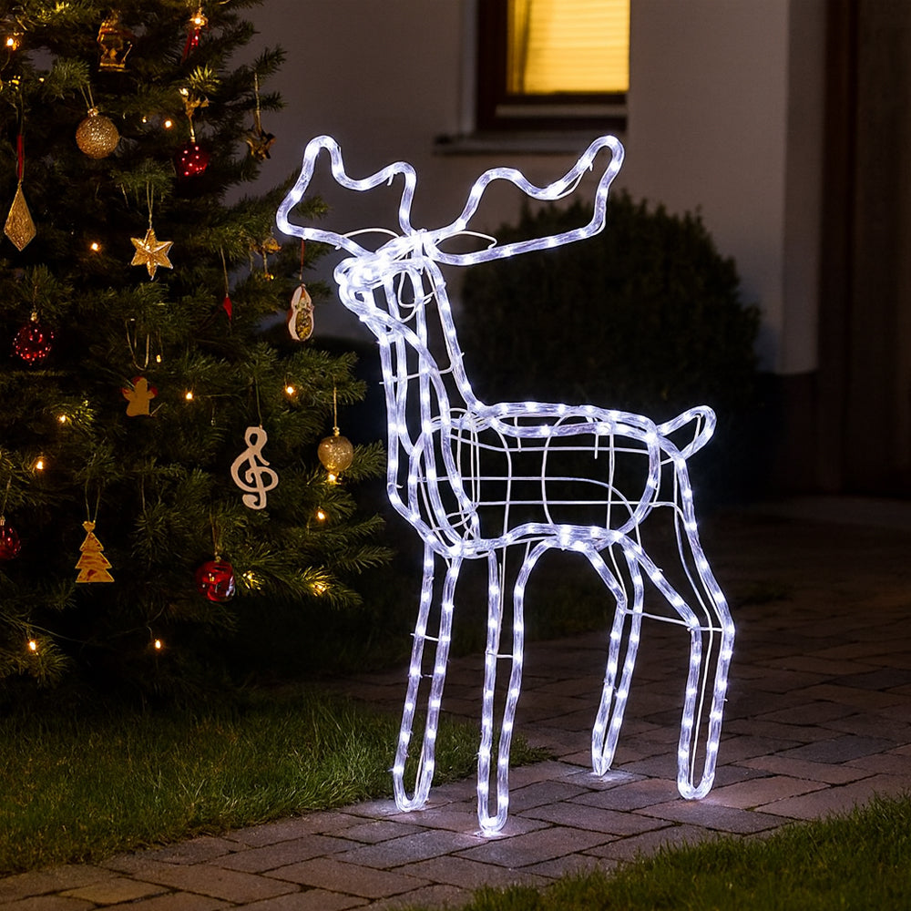 Reinsdyr i akryl - 74 cm høy med LED-lys