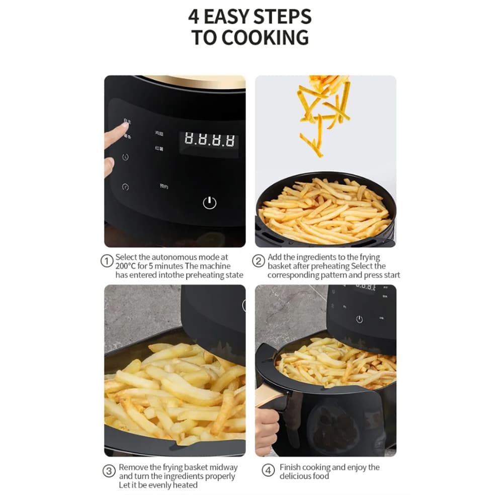 Luftfrityr på 3,5 liter (fettfattig: grille, bake, steke og frityrsteke)