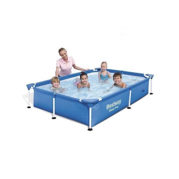 Bestway Pool 1200L - Rektangulær med metallramme 221 x 150 x 43 cm