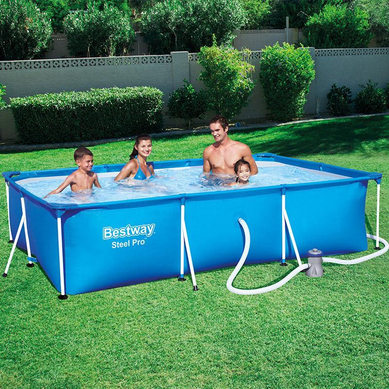 Bestway Pool 3300L - Rektangulær med metallramme 300 x 201 x 66 cm