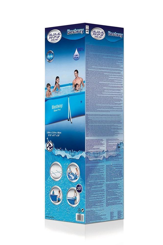 Bestway Pool 3300L - Rektangulær med metallramme 300 x 201 x 66 cm