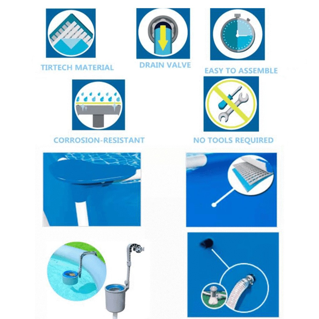 Bestway Pool 1200L - Rektangulær med metallramme 221 x 150 x 43 cm