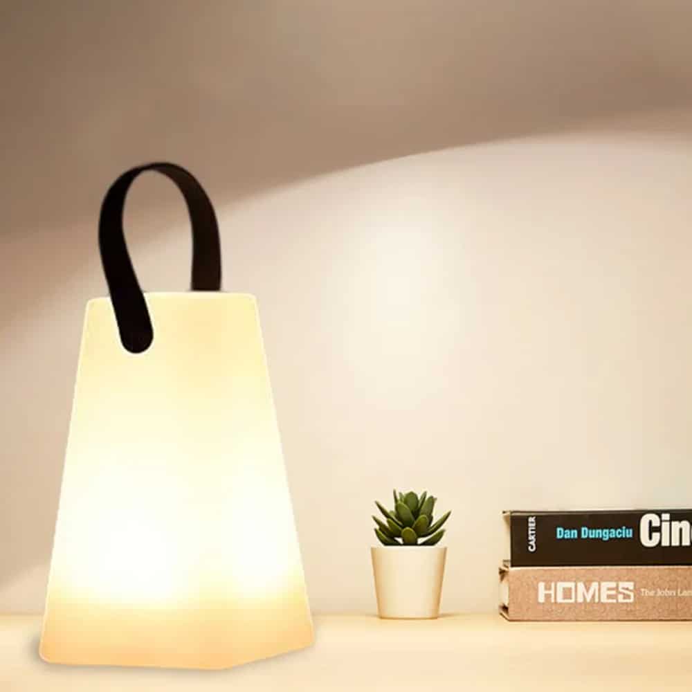 LED-bordlampe med hank – firkantet eller oval – RGB-fargeskift