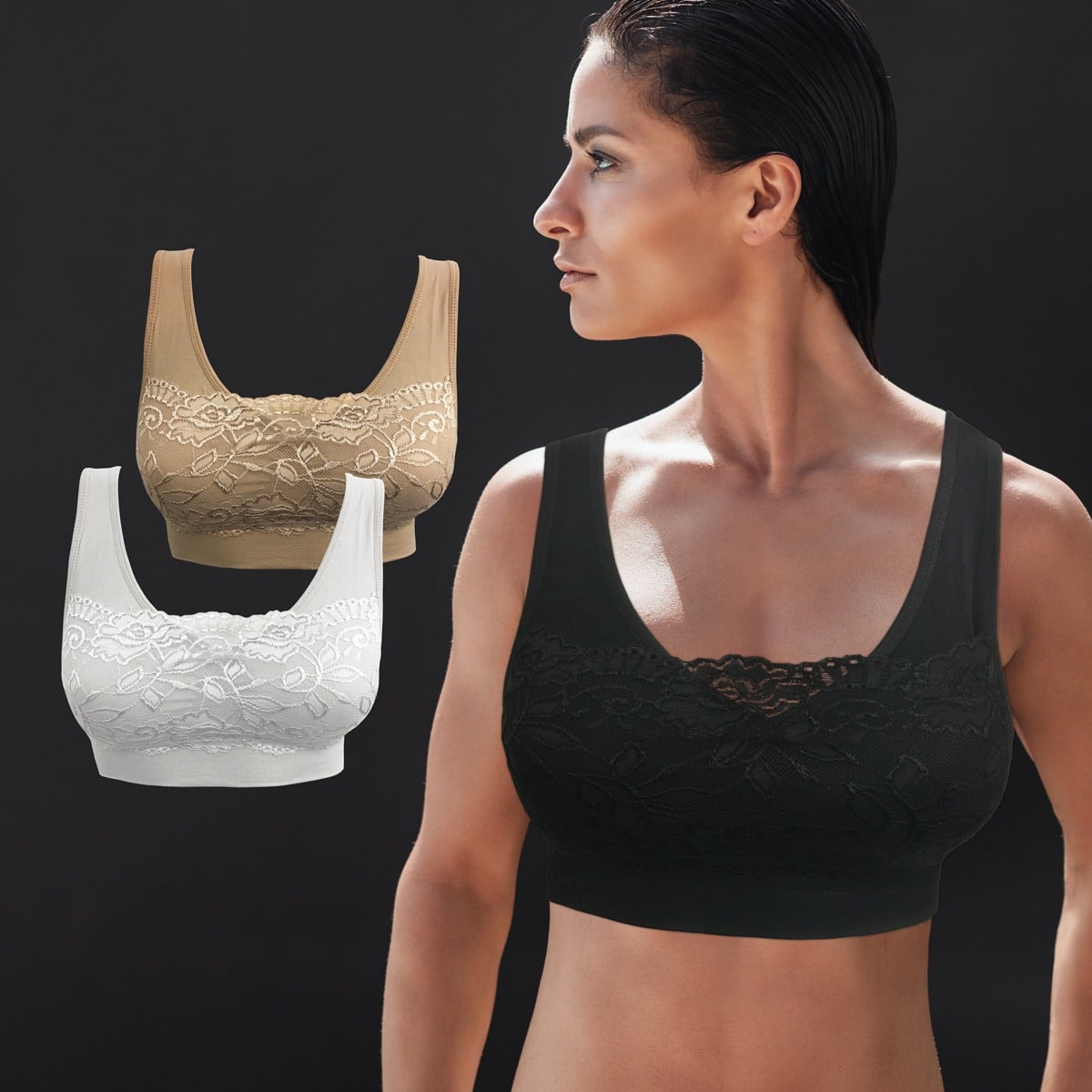 Comfort Bra 3 stk. Komfortabel og sømløs BH med blonder