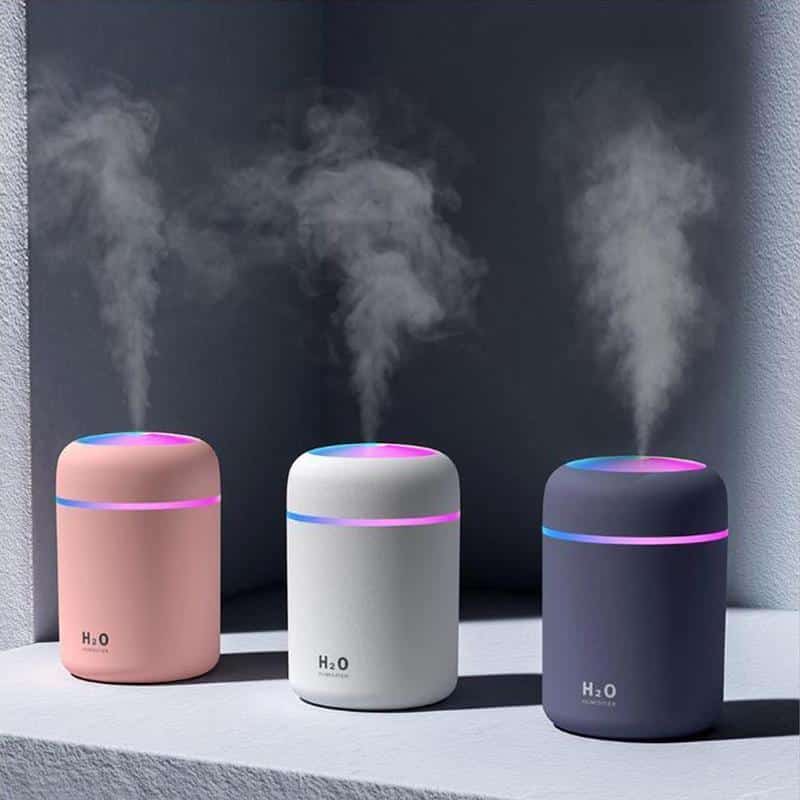H2O-Luftfukter / Humidifier m. LED-Lys (Fås i flere farger)