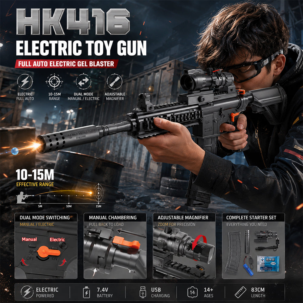 Vanngelblaster inkl. gelékuler – langdistanse med kikkertsikte modell HK416