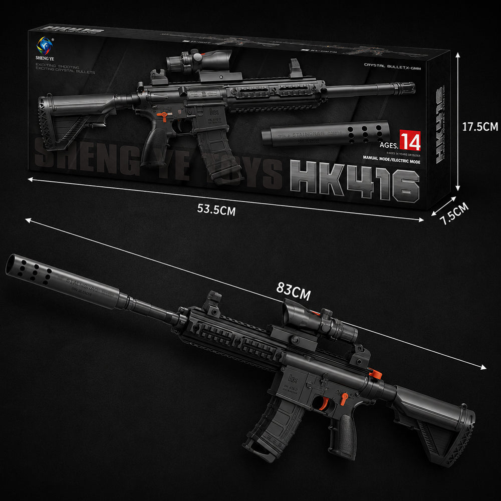 Vanngelblaster inkl. gelékuler – langdistanse med kikkertsikte modell HK416