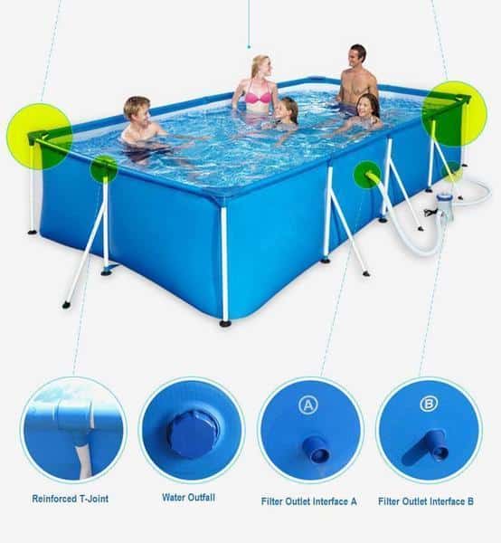 Bestway badebasseng 5700L - Rektangulært med metallramme 400 x 211 x 81cm