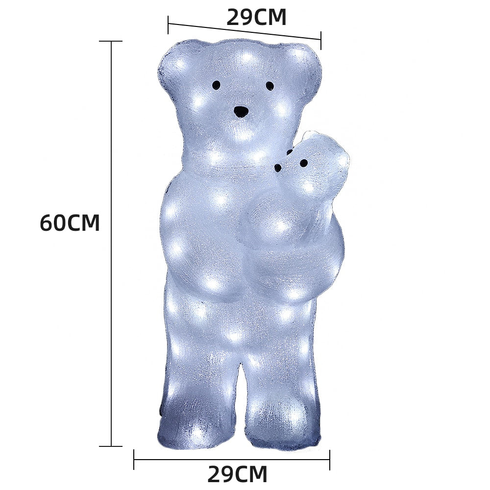 Akryl Isbjørn - Høyde 60 cm med LED-lys -