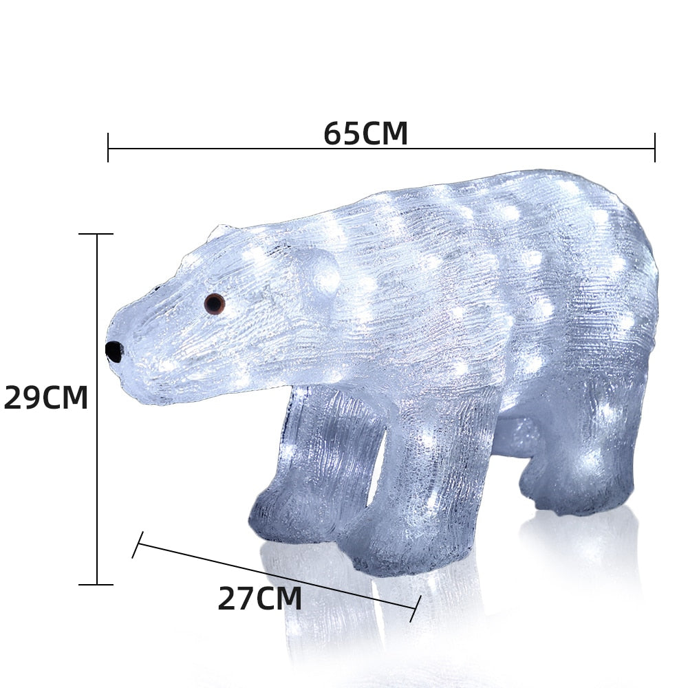 Akryl Isbjørn - Høyde 29 cm med LED-lys -