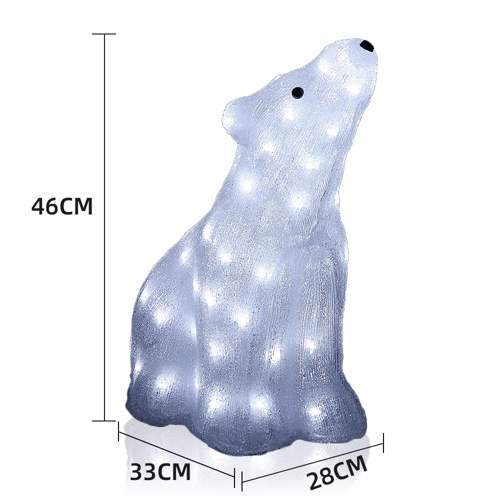 Isbjørn i akryl - 46 cm høy med LED-lys -