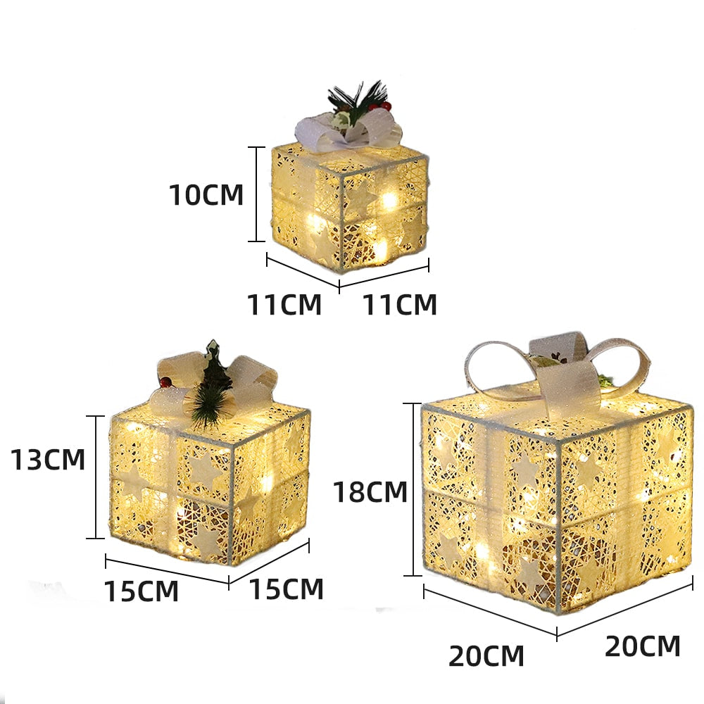 LED-gaveeske, Transparent - Sett med 3 -