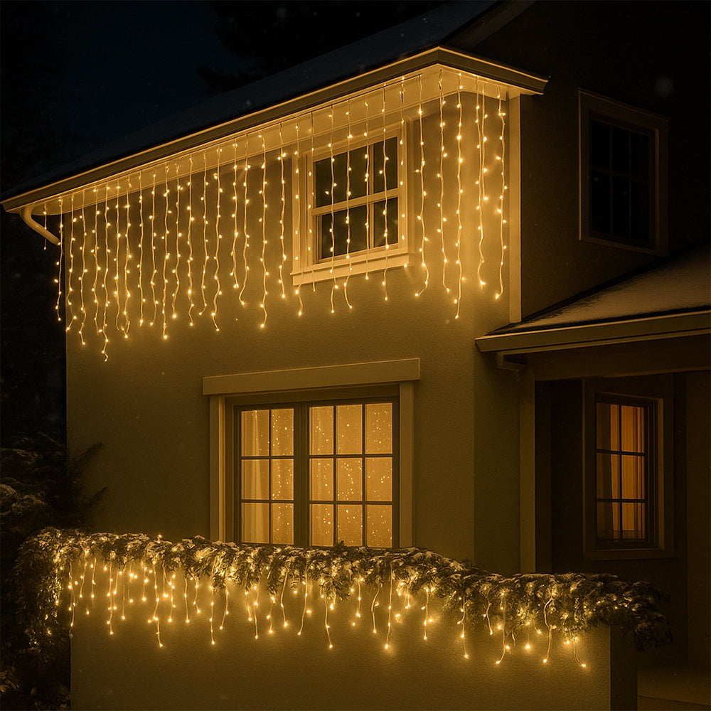 Lysslynge med istapper 95 LED 3 meter, varm hvit