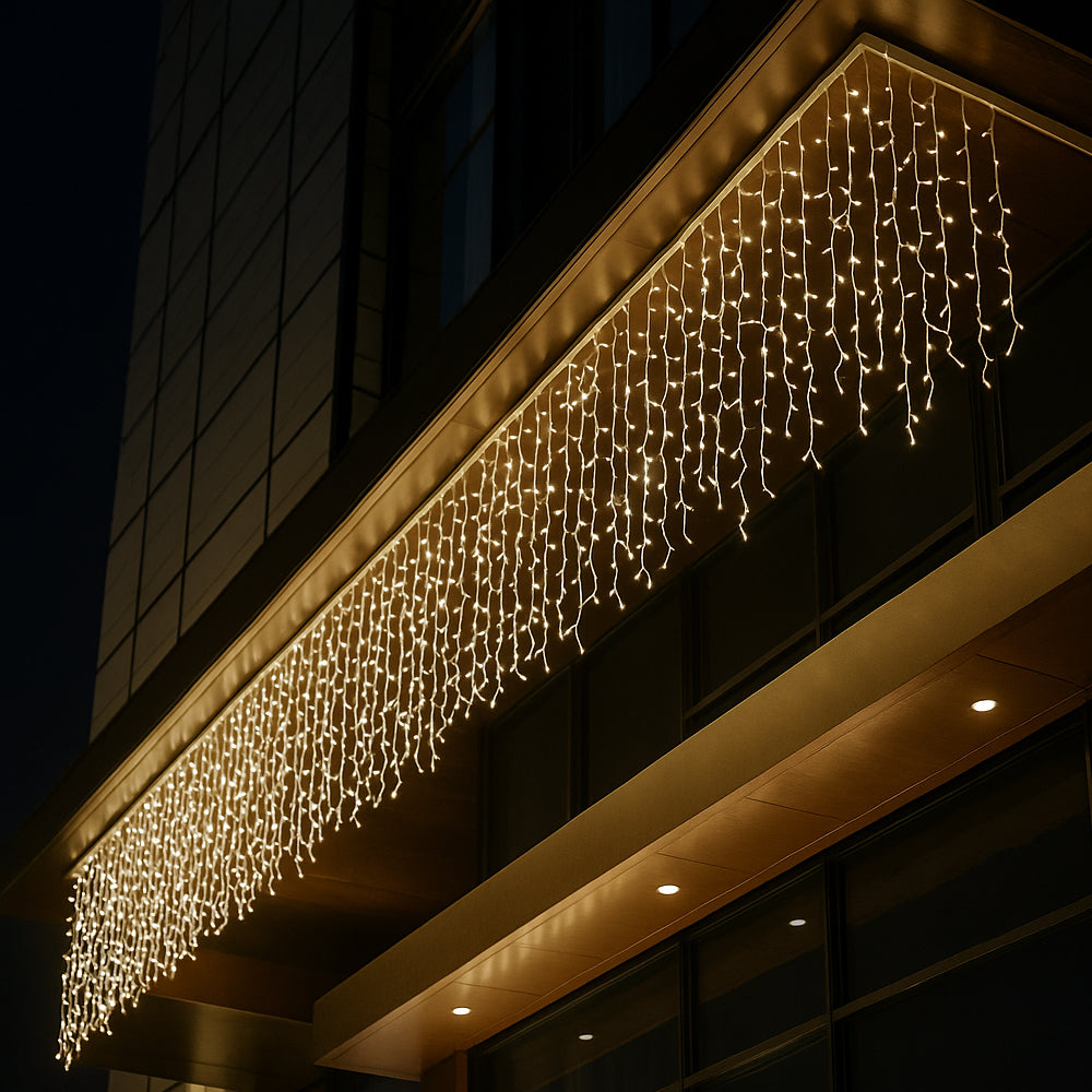 Lysslynge med istapper 95 LED 3 meter, varm hvit