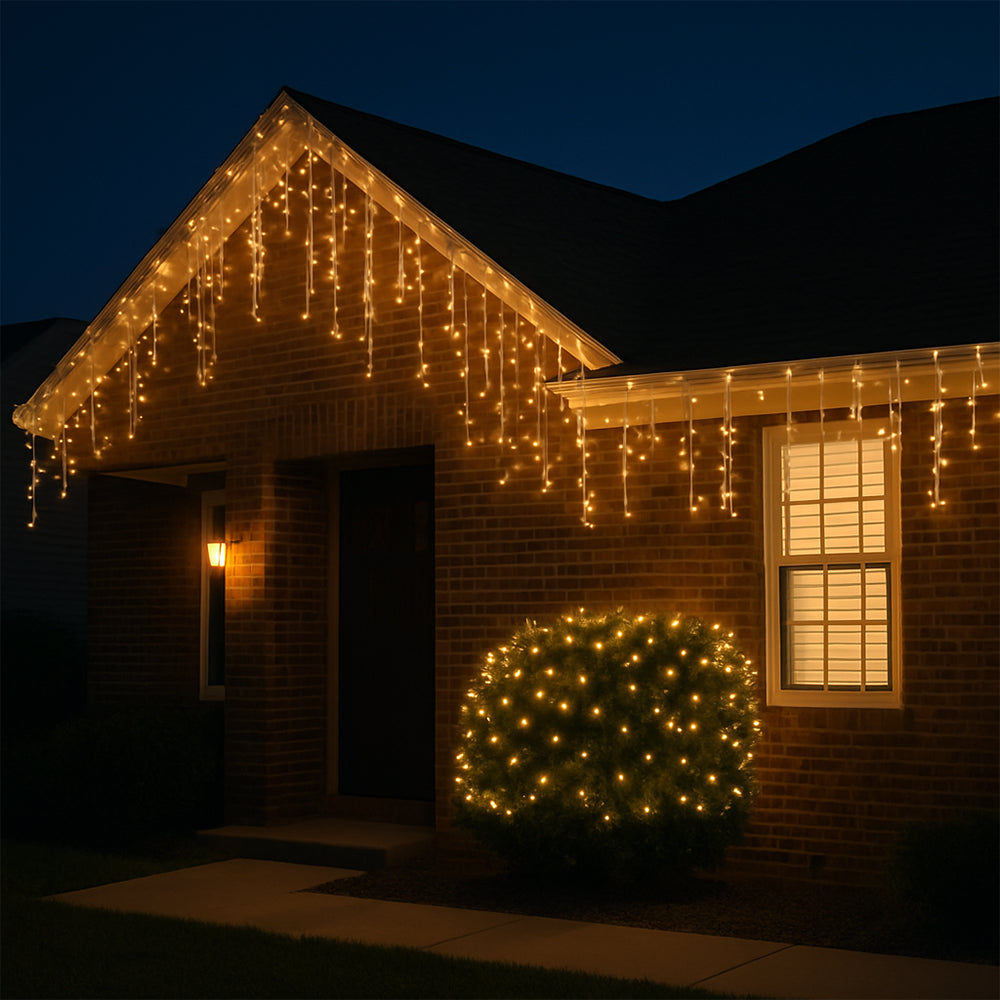 Lysslynge med istapper 95 LED 3 meter, varm hvit