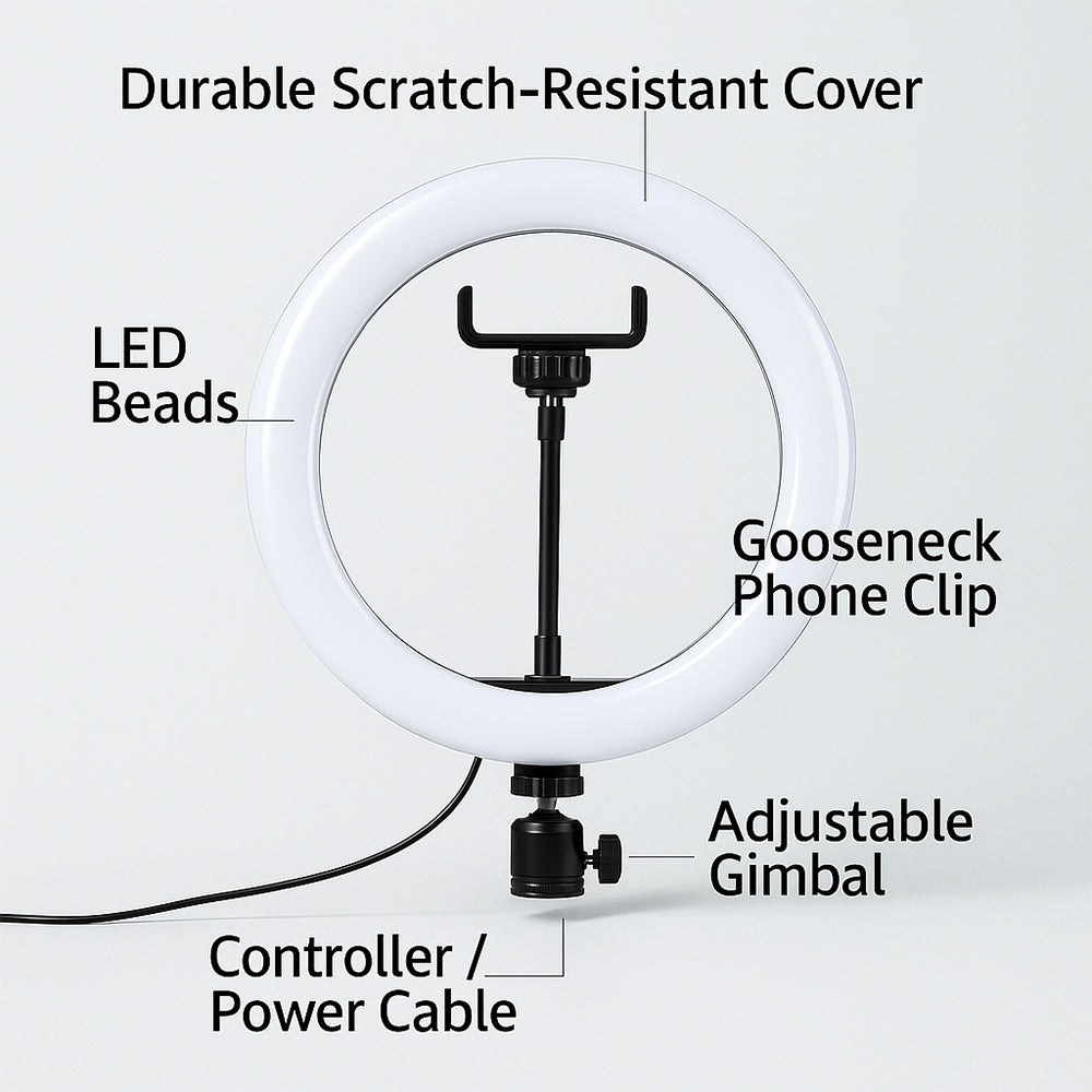 Ring Light med stativ – 3 fargetemperaturer – LJJ-26