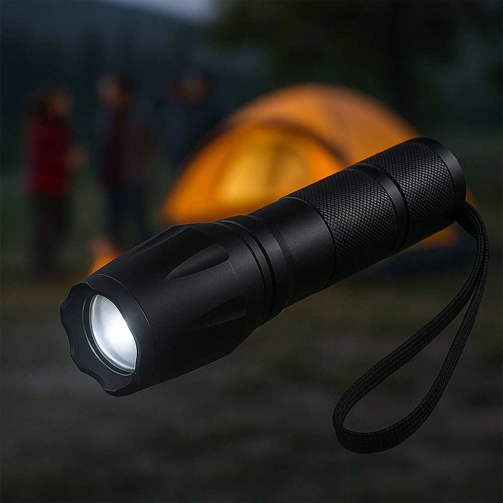 Taclight LED zoomlommelykt (vanntett og støtsikker) m/5 funksjoner