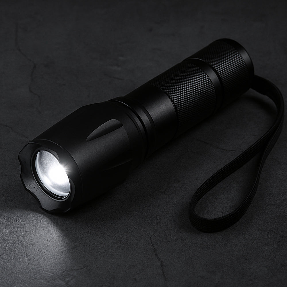 Taclight LED zoomlommelykt (vanntett og støtsikker) m/5 funksjoner
