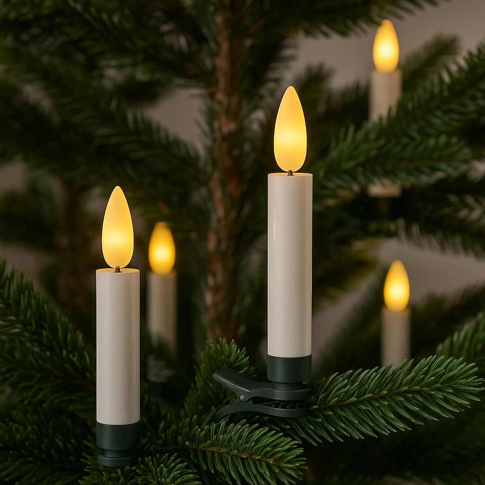 Trådløse LED-juletrelys med fjernkontroll – 10, 20 eller 30 stk.