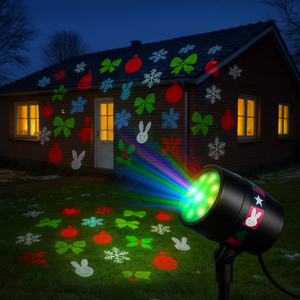 LED Magic Light-projektor – med 12 bevegelige lysmotiver