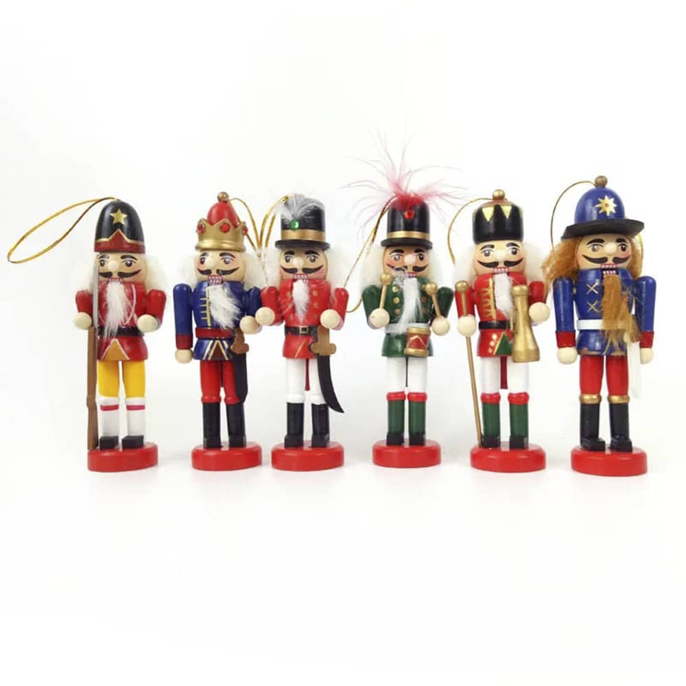 Nøtteknekkerfigurer i Tre - 12,5 cm, sett med 6 figurer -