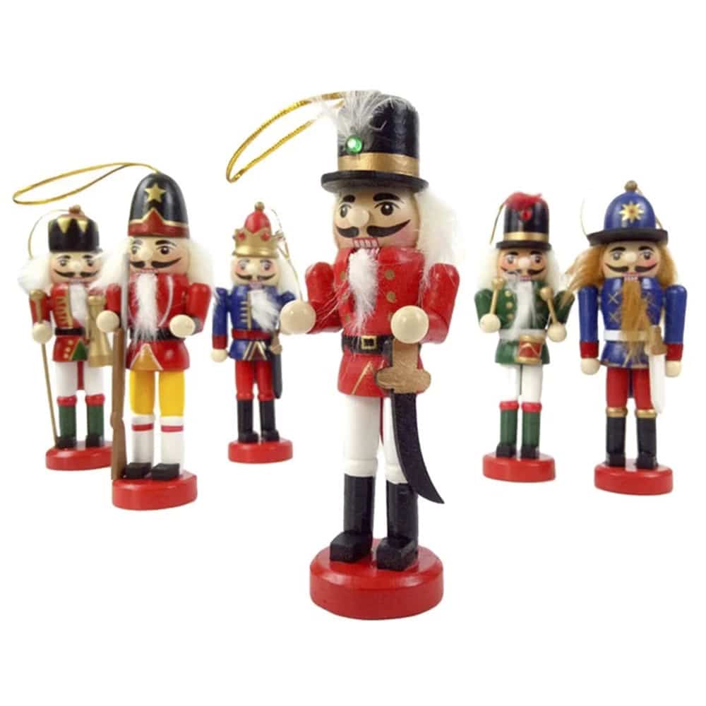 Nøtteknekkerfigurer i Tre - 12,5 cm, sett med 6 figurer -