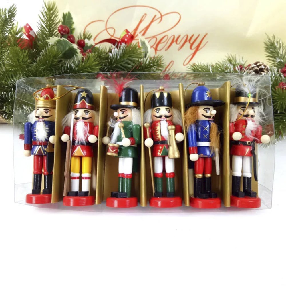 Nøtteknekkerfigurer i Tre - 12,5 cm, sett med 6 figurer -