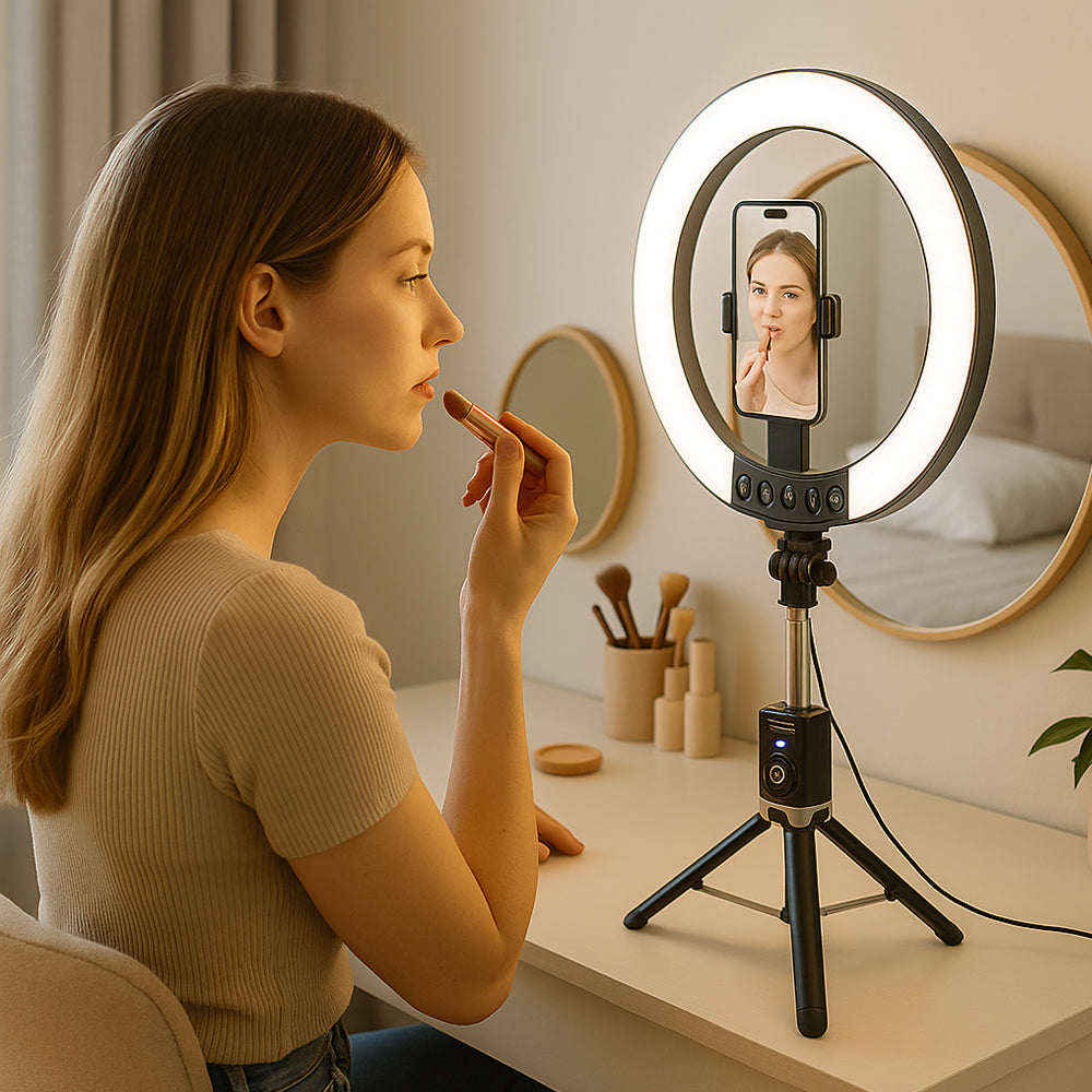 Ring Light med fjernkontroll & stativ – 3 fargetemperaturer – P220-Q