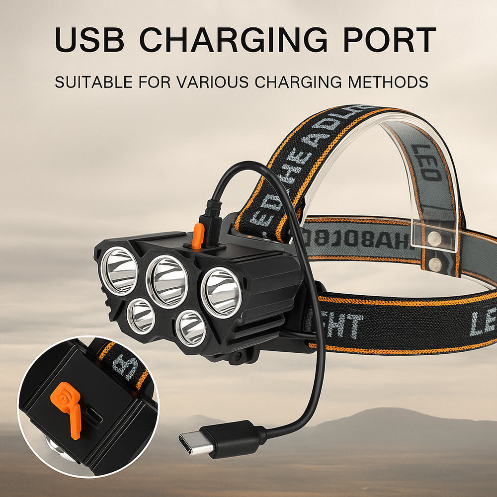 Hodelykt 300 lumen 180° justerbar vinkel – 4 lysmoduser