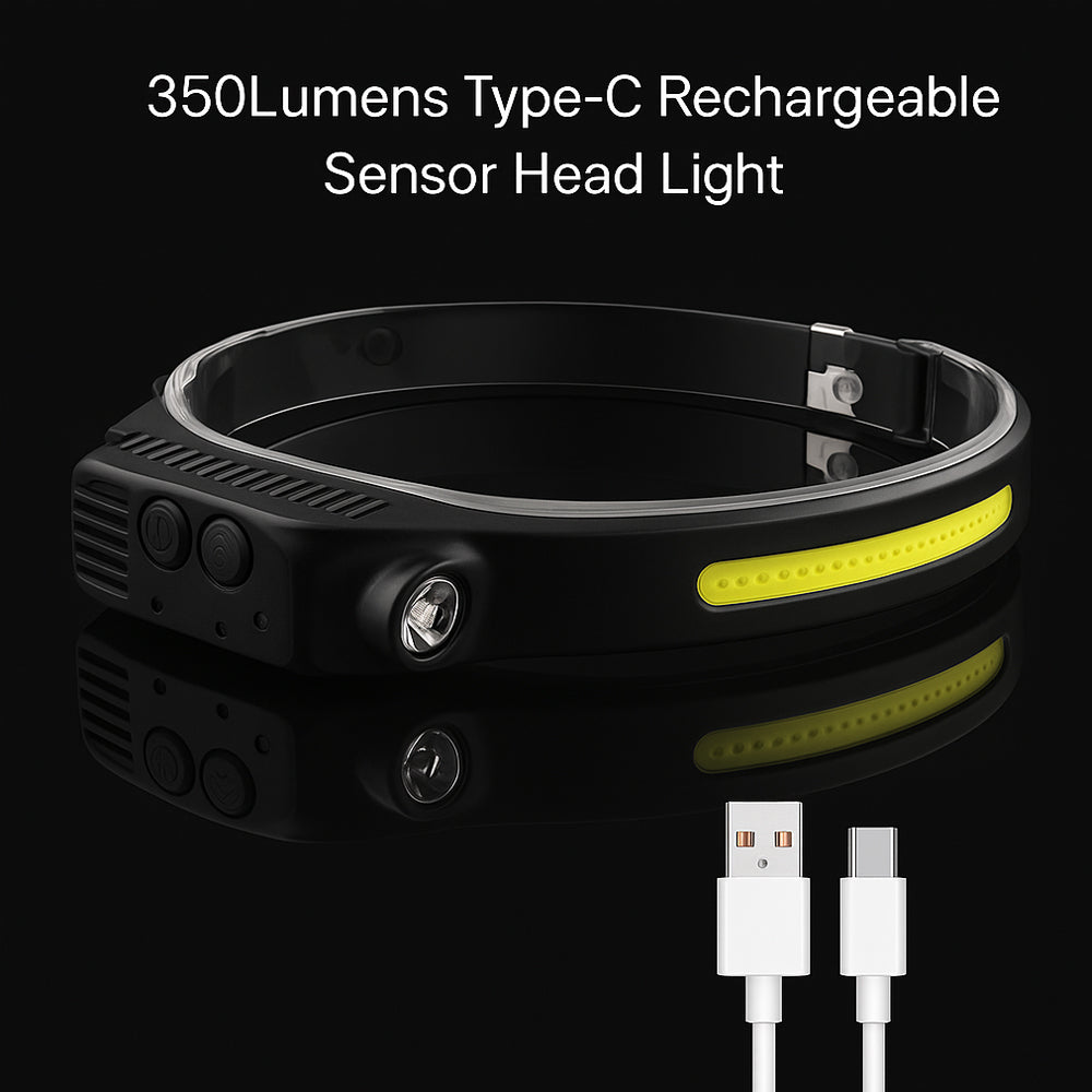 Hodelykt med COB-lys – 330 lumen, vannavvisende – 5 lysmoduser