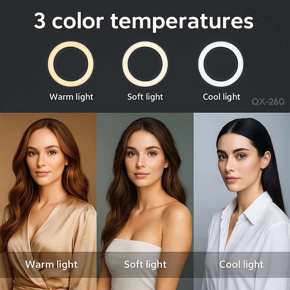 Ring light - 3 lysinnstillinger - QX-260