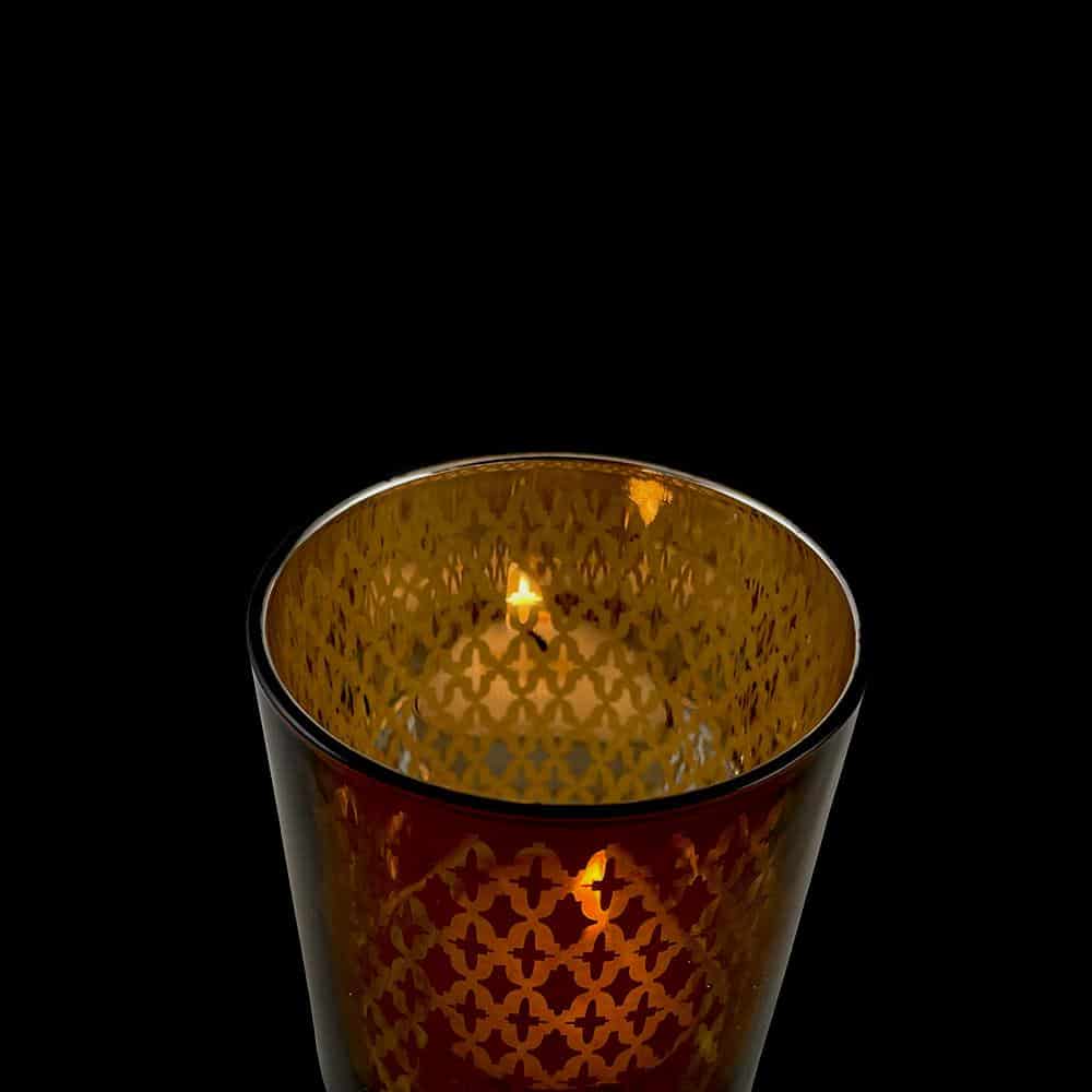 Telysholdere av glass (2 stk.) kobber/svart fra SIA Home Fashion