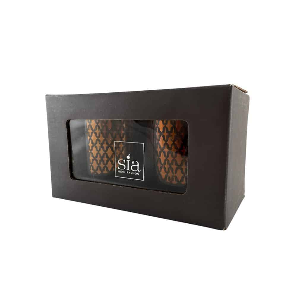 Telysholdere av glass (2 stk.) kobber/svart fra SIA Home Fashion