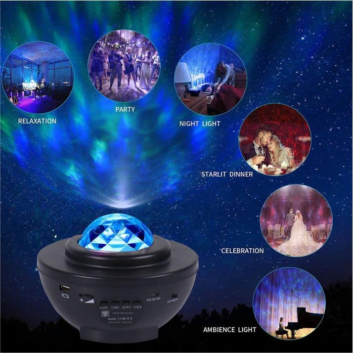 Stjernehimmel Galaxy LED-prosjektor m/blåtannhøyttaler inkl. fjernkontroll