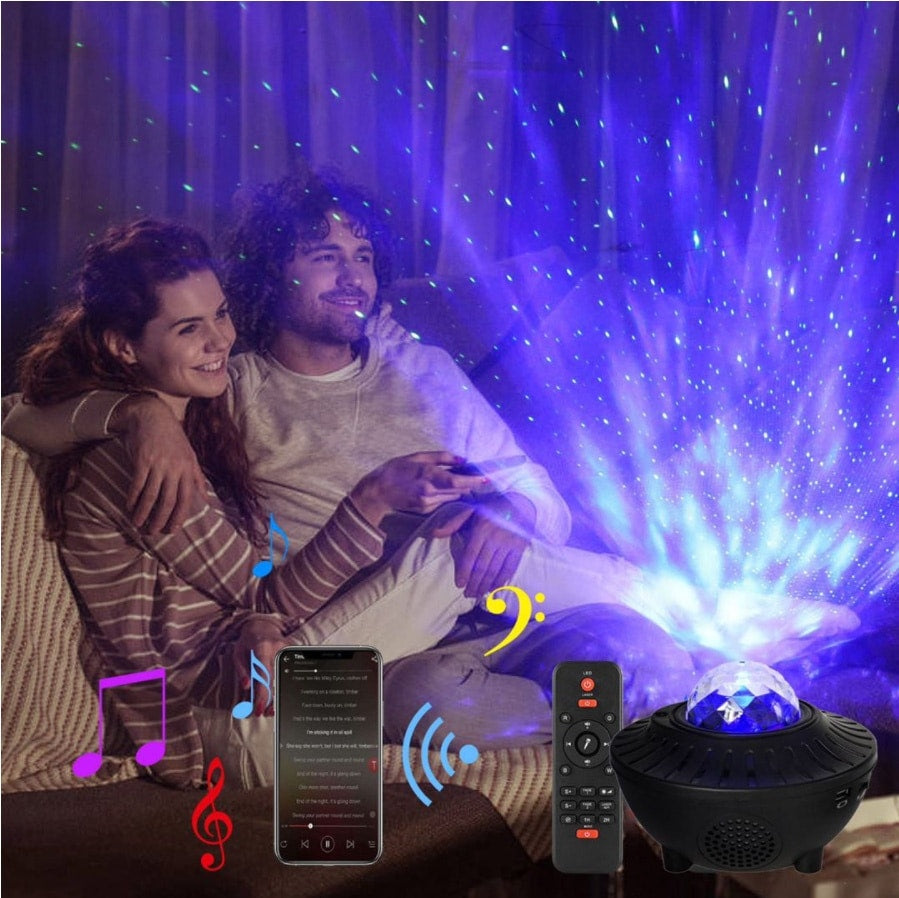 Stjernehimmel Galaxy LED-prosjektor m/blåtannhøyttaler inkl. fjernkontroll