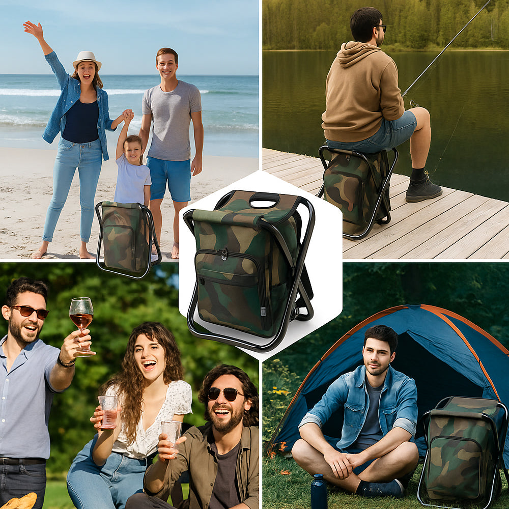 Camouflage Ryggsekkstol 3-i-1 med Kjølebag